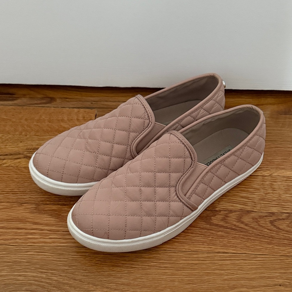 Lightly Worn Steve Madden Quilted Slip-On Sneakers - Pink
